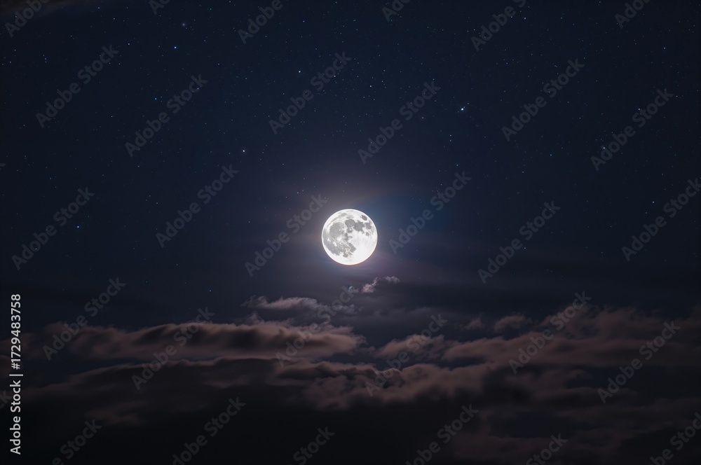 Fototapeta premium Stunning Lunar Glow Brightens the Evening Sky