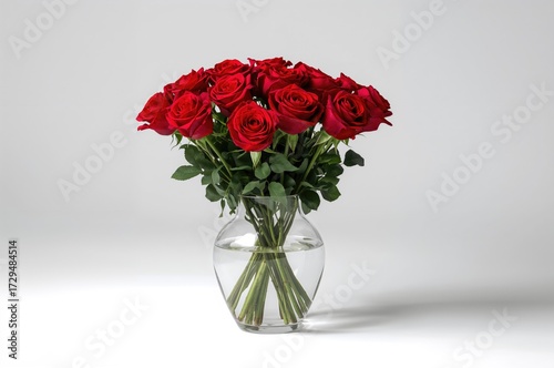 Bright crimson roses arrang...