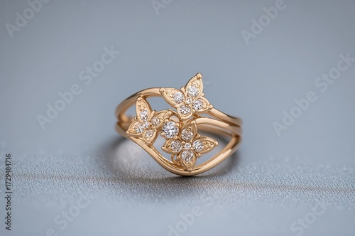 Elegant gold band with a sh...