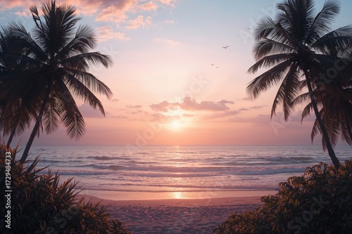 Stunning sunrise above the sea