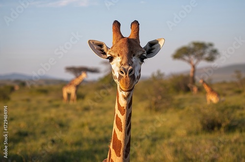 Tall giraffe strolling thro...