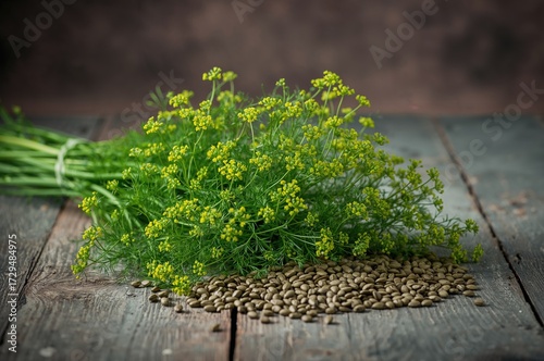 Fresh dill flower clusters ...