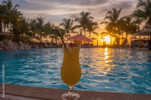 Tropical cocktail beside th...