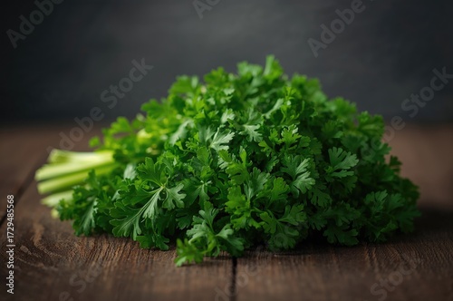 Fresh green parsley laid ou...