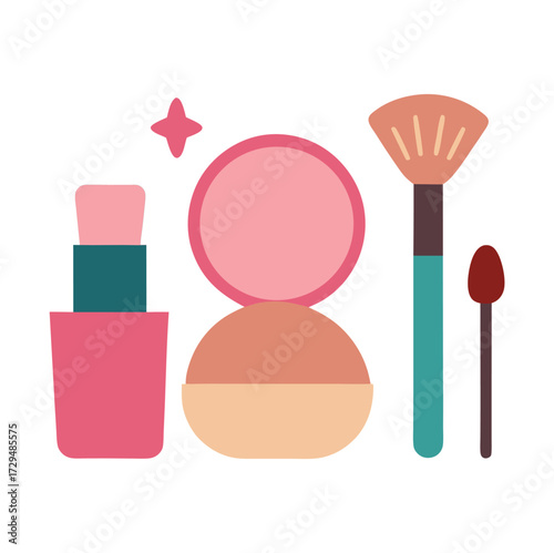 Cosmetic makeup brush and powder puff design elements