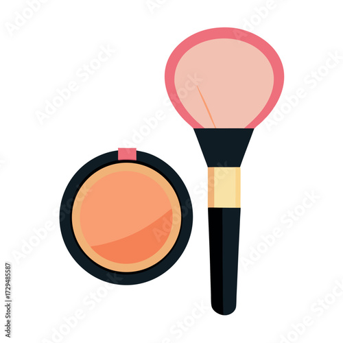 Flat design of a compact powder and blush brush