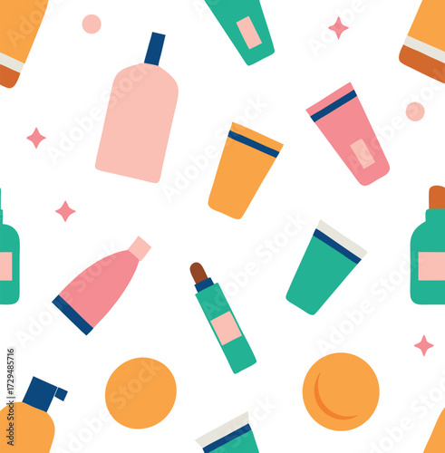 Minimalist cosmetic skincare seamless vector pattern