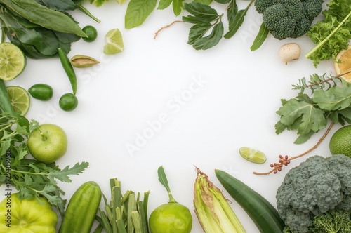 Fresh green produce with em...