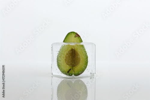 Uncooked avocado encased in...