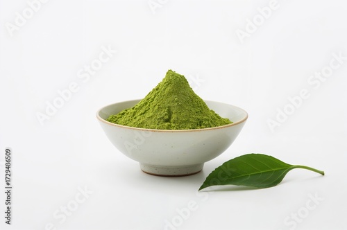Bowl filled with green tea ...