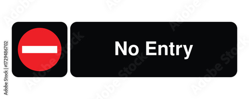 No Entry pictogram with horizontal bar symbol with Explanation – minimal signage icon for traffic control, restricted zones, and civic wayfinding systems – High-Quality Vectorial Stock Image