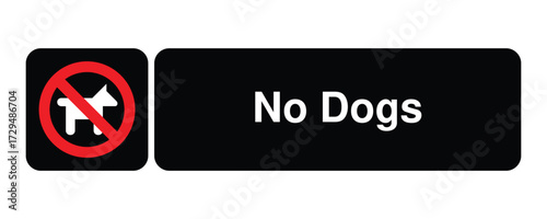 No Dogs pictogram with prohibition symbol –with Explanation minimal signage icon for public parks, civic buildings, and legal compliance zones – High-Quality Vectorial Stock Image