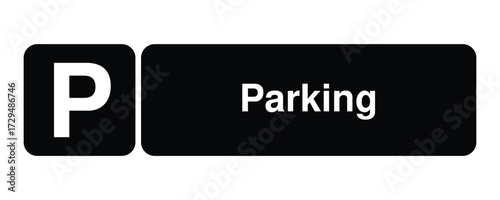 Parking pictogram with “P” symbol with Explanation – minimal signage icon for transport zones, urban navigation, and civic UI systems – High-Quality Vectorial Stock Image