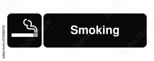 Smoking pictogram with lit cigarette and rising smoke with Explanation – minimal signage icon for designated smoking zones, hospitality areas, and civic UI systems – High-Quality Vectorial Stock Image