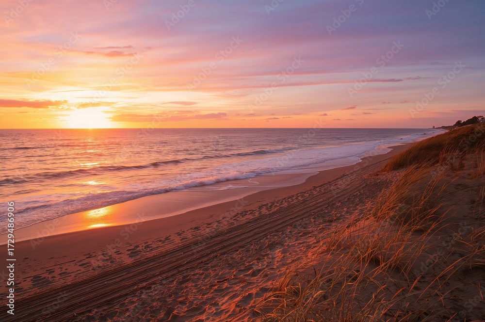 Obraz premium Sunset at a coastal shore