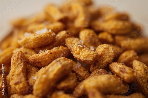 Close-up of salted, peeled,...