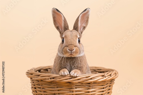 Adorable young bunny sittin...