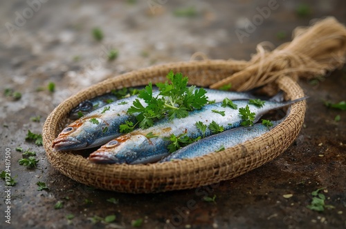 Newly caught sardines garni...