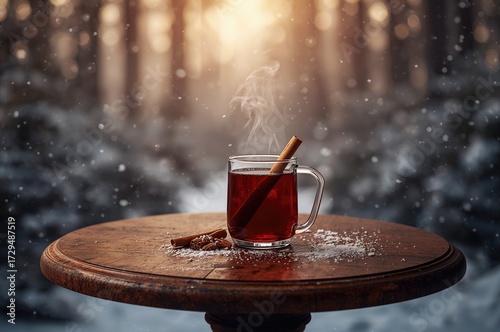 Steaming spiced wine in a v...