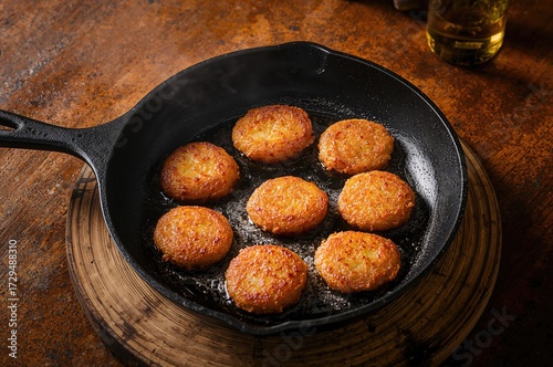 Crispy potato fritters cook...