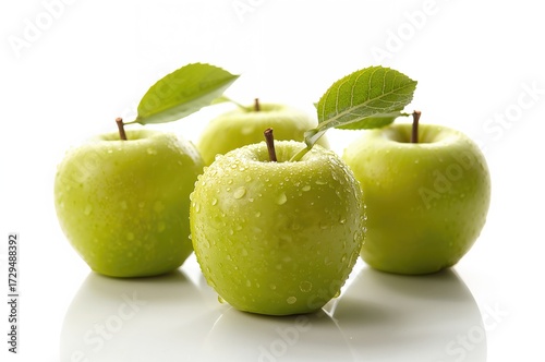 Isolated crisp green apples...