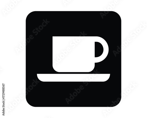 Coffee Shop DOT Pictogram – Stylized Cup and Saucer Icon for Beverage Service Signage High-Quality Vectorial Stock Image