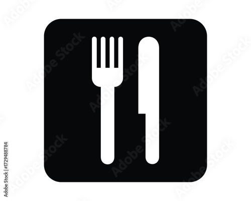 Restaurant DOT Pictogram – Fork and Knife Silhouette for Food Service Signage High-Quality Vectorial Stock Image