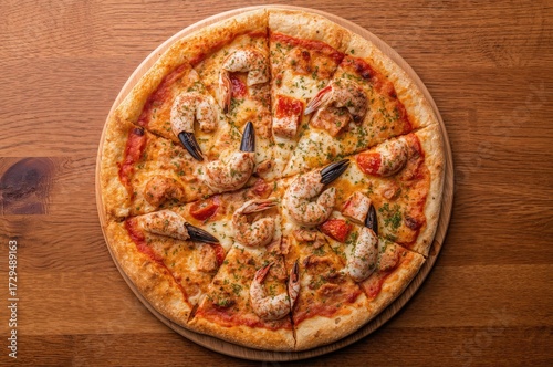 Cheesy seafood pizza sprink...