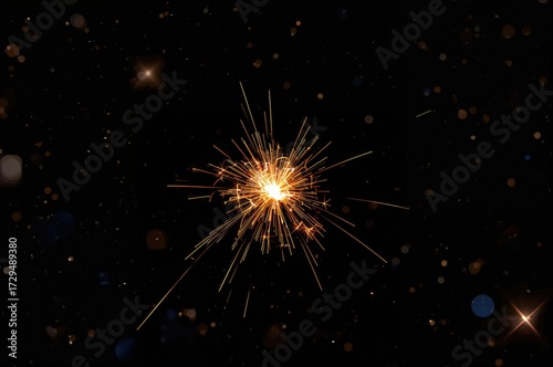 Christmas fire spark on dar...