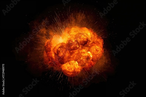 Blazing bomb blast emitting...