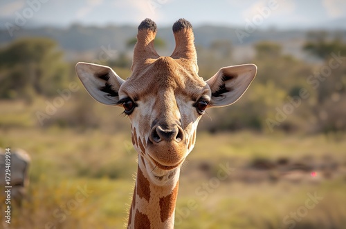 Portrait of a juvenile giraffe