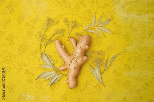 Fresh ginger rhizomes arran...