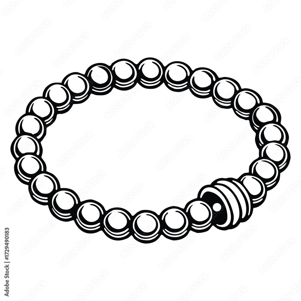 Obraz premium Silhouette of beaded bracelet isolated on a white background