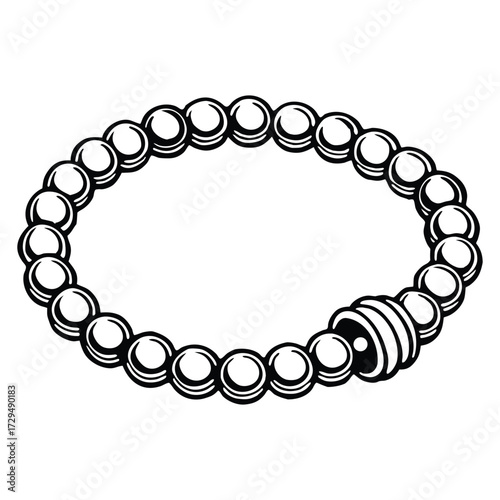 Silhouette of beaded bracelet isolated on a white background
