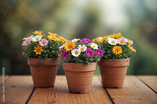 Flower containers against a...