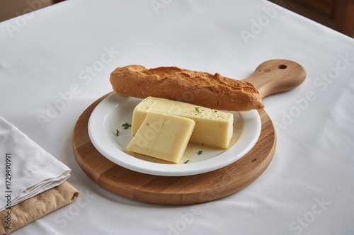Organic fresh cheese served...