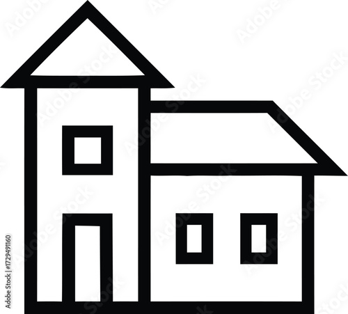 Construction and Real Estate Line Icon Set. An assortment of outline icons pertaining to real estate, purchasing, renting, homes, and homes. Linear Business Symbols in an Editable Stroke Vector Illust