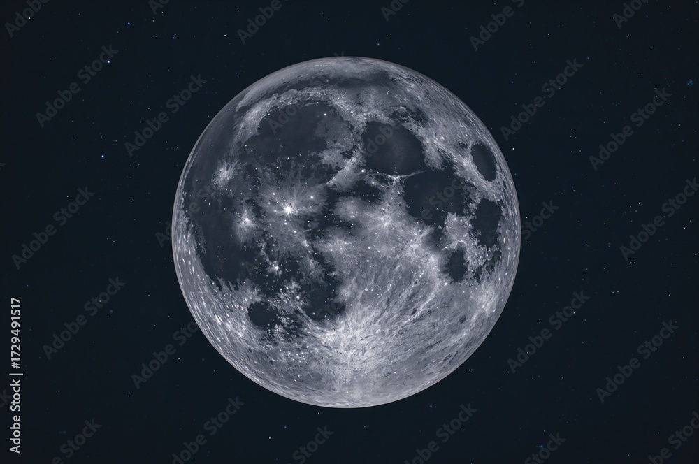 Fototapeta premium Detailed close-up of a full lunar orb revealing surface features