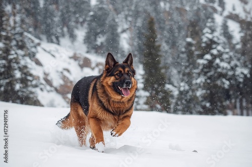 Dog enjoying snowy weather ...