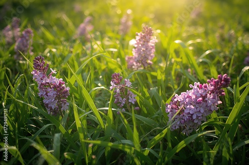 Lilac flowers glowing in th...