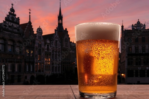 Beer glass with house silho...