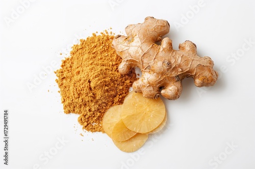 Top view of ground ginger a...