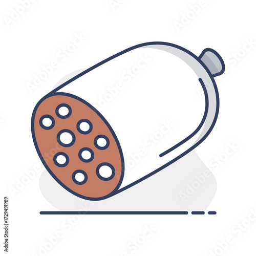 Cooked Lard Sausage Flat Vector Icon