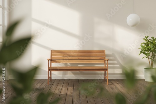 Brown garden bench designed...