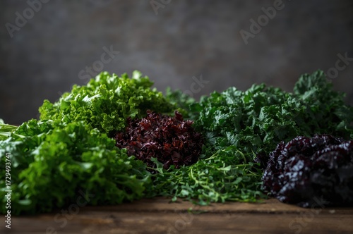 Fresh garden greens and nut...