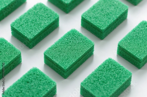 Green cleaning sponges on a...