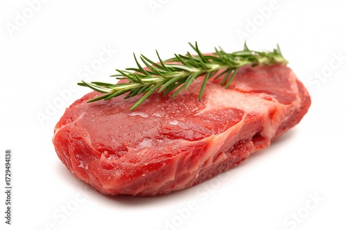 Uncooked meat garnished wit...