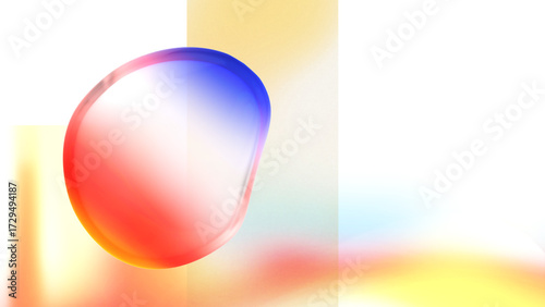 Abstract Glossy Red, Blue, and Yellow Bubbles on a Bright Gradient Background