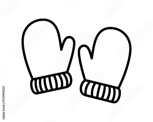 Pair of winter mittens isolated on white background