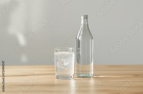 Clear water in a glass and ...